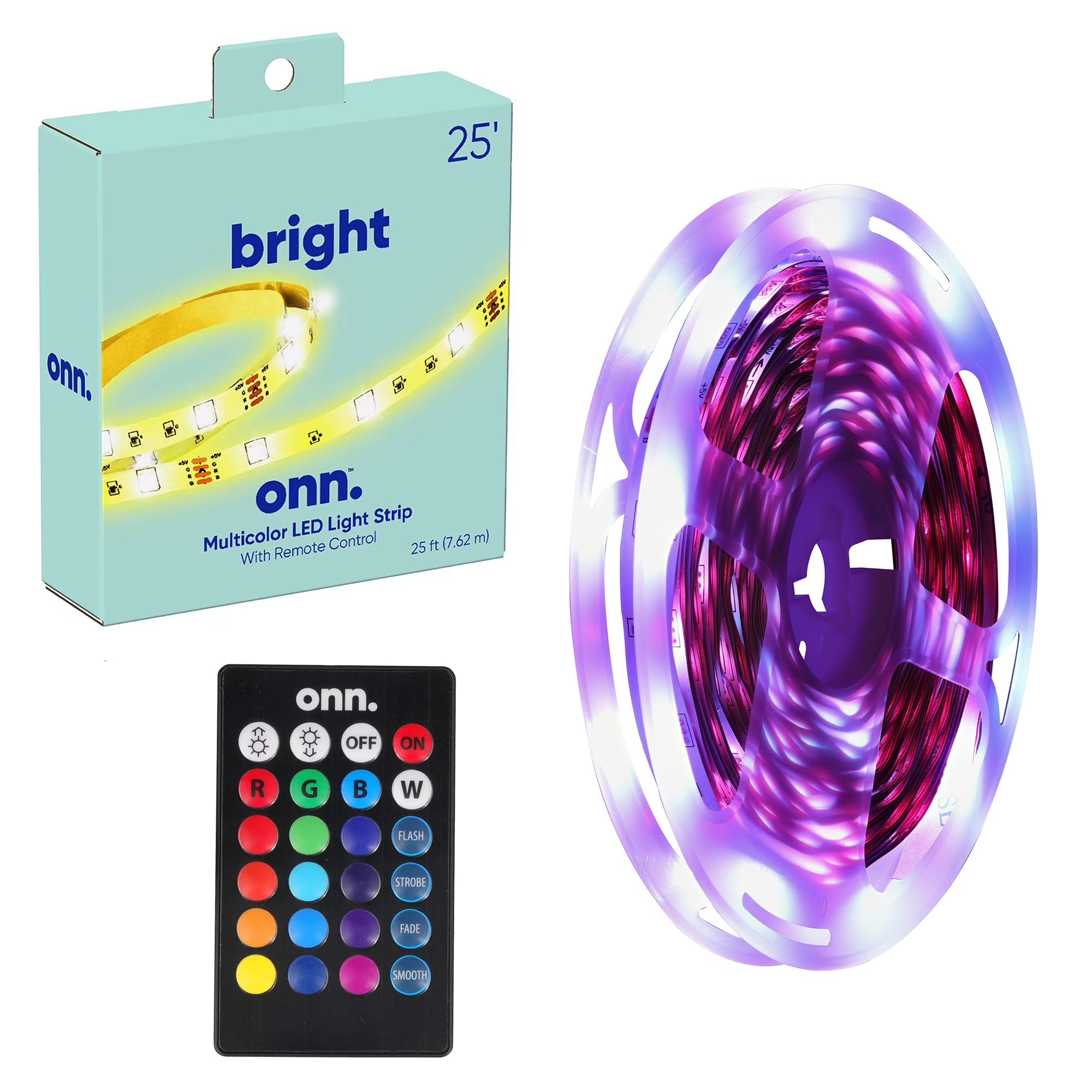 Multicolor LED Light Strip with Remote Control, 10'