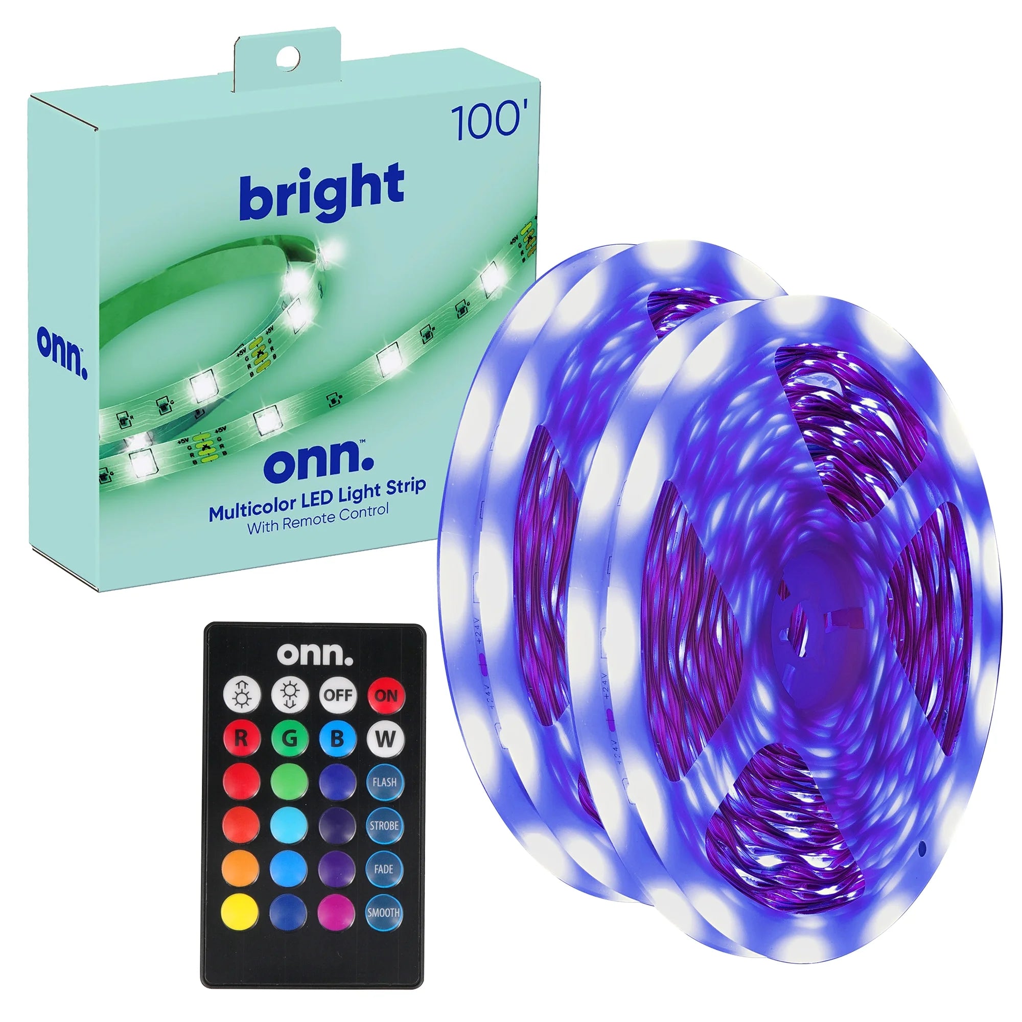 Multicolor LED Light Strip with Remote Control, 10'