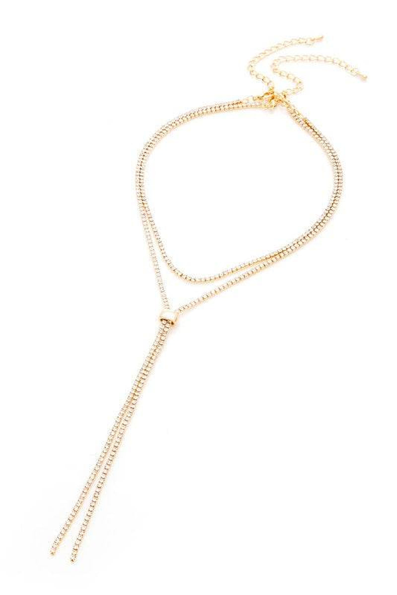Layered Rhinestone Extra Fine Dainty Necklace