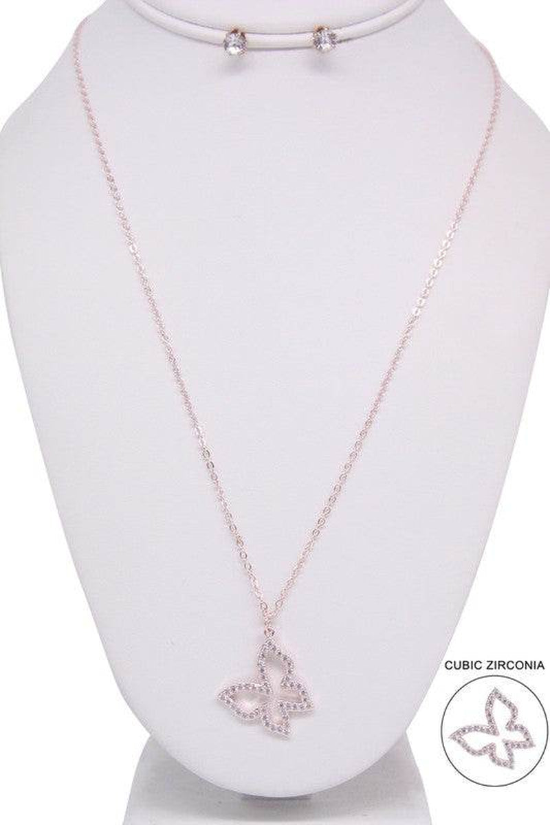 BUTTERFLY PENDANT LONG NECKLACE