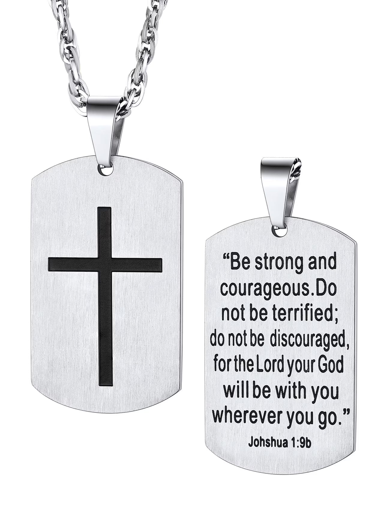 Men'S Gold Plated Cross Necklace Stainless Steel Dog Tag Necklace Christian Serenity Prayer Necklace Inspirational Jewelry Gift