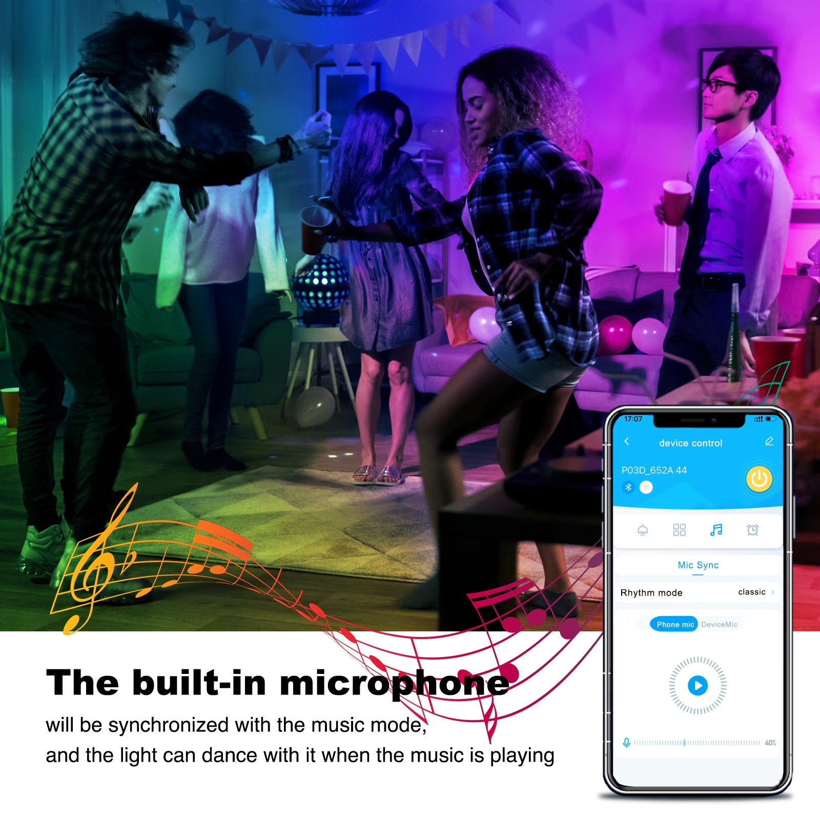 100FT Led Lights,Music Sync Strip Lights with APP and Remote Control,Rgb Color Changing Lights for Bedroom Indoor Decor(2 Rolls of 50Ft)