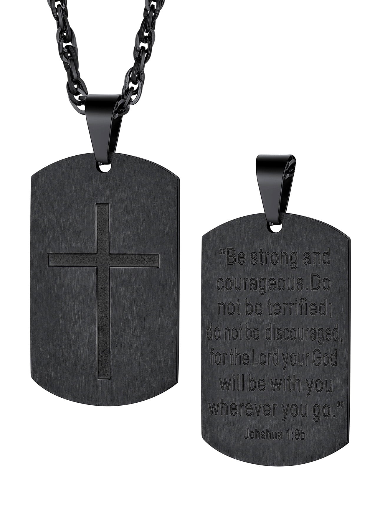 Men'S Gold Plated Cross Necklace Stainless Steel Dog Tag Necklace Christian Serenity Prayer Necklace Inspirational Jewelry Gift