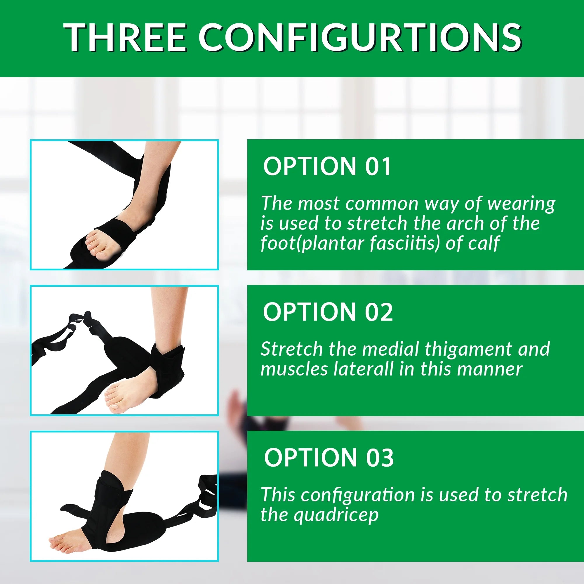 Foot Stretcher Belt for Plantar Fasciitis and Yoga, Black,‎Unisex-Adult