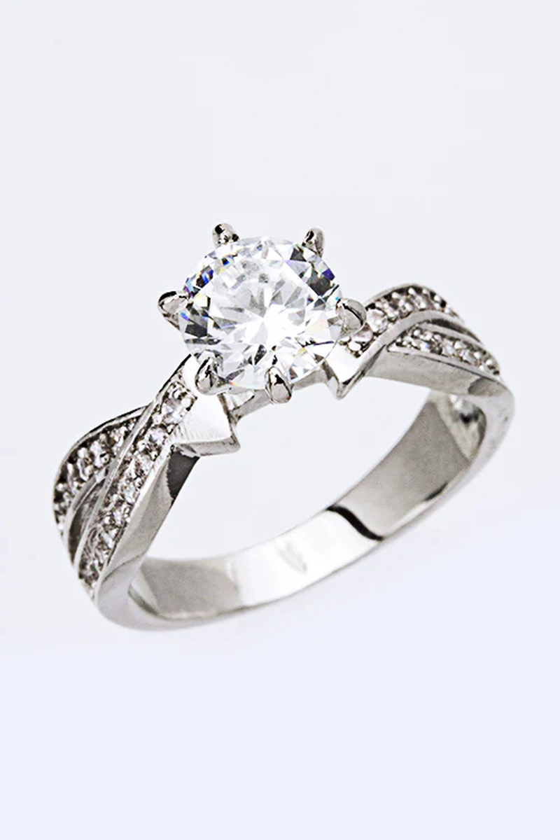 CZ Engagement Ring Elegant Sparkling Proposal Ring