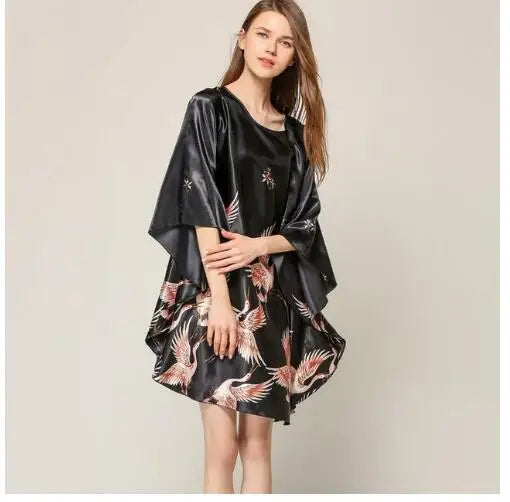 Satin Nightgown Plus Size Red Kaftan Sleepwear
