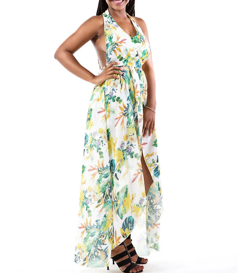 Floral Maxi Dress Sleeveless Bohemian Summer Beach Dress