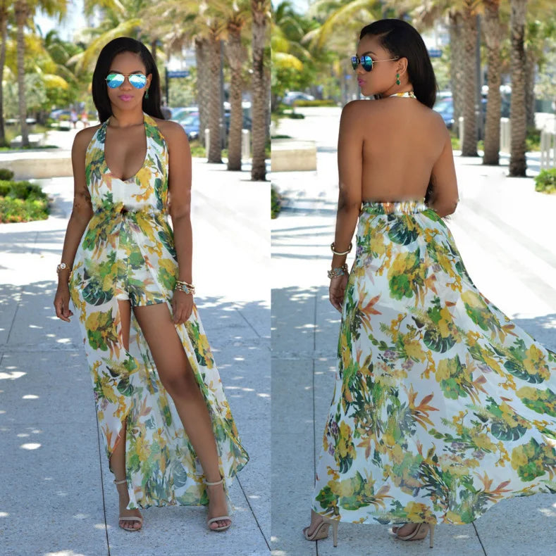 Floral Maxi Dress Sleeveless Bohemian Summer Beach Dress
