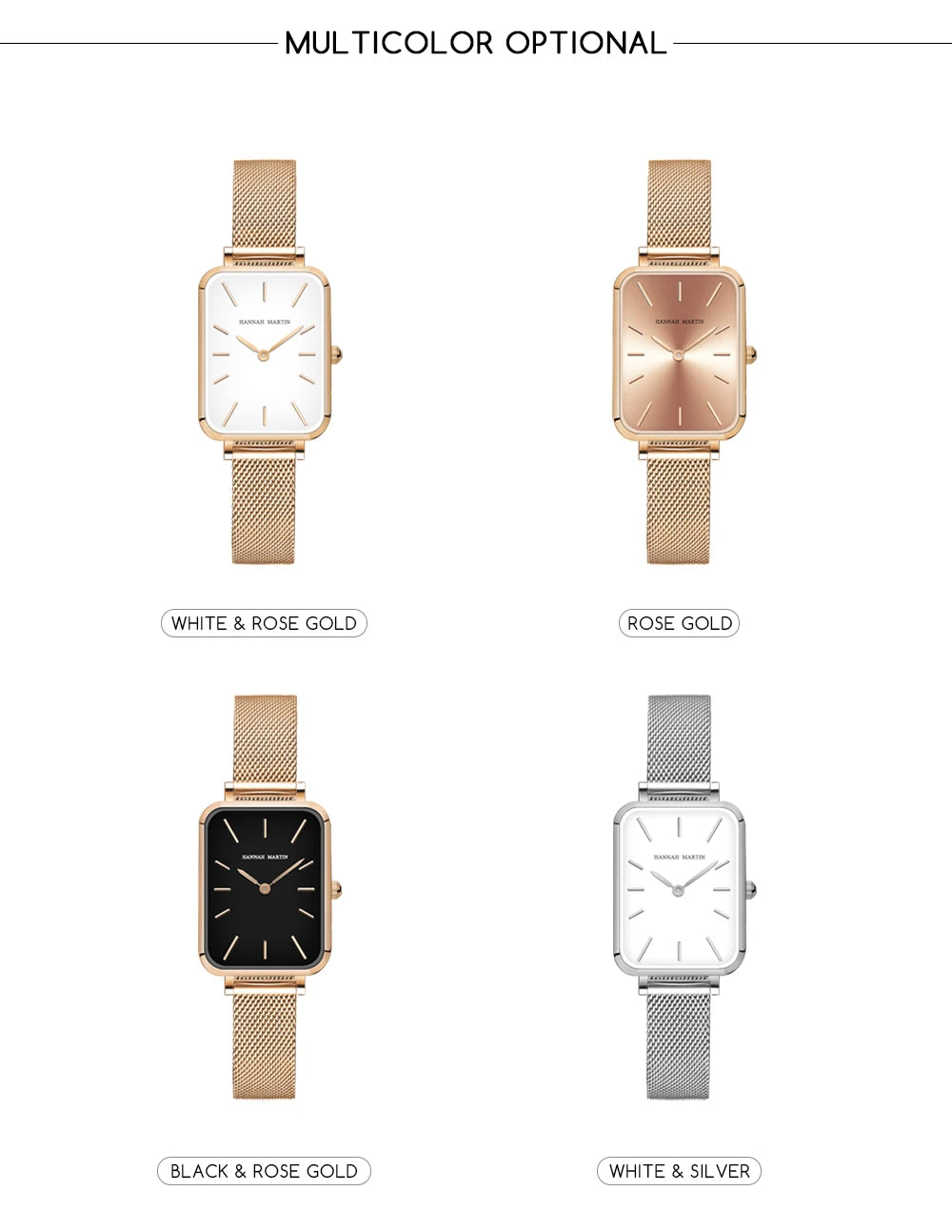Ladies Quartz Watch Rectangle Stainless Steel Mesh Watch