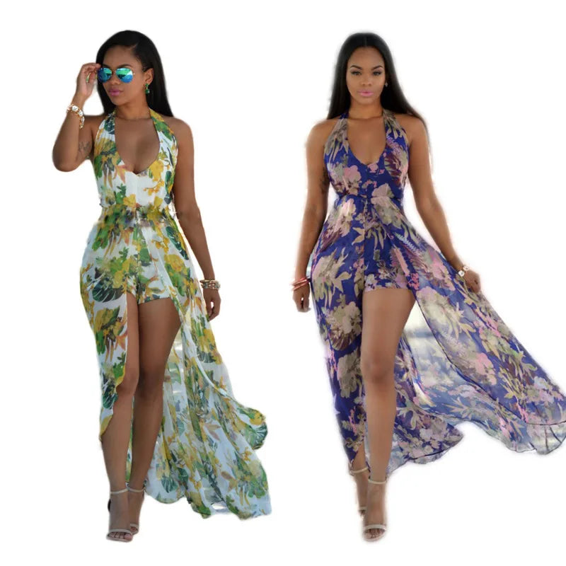 Floral Maxi Dress Sleeveless Bohemian Summer Beach Dress