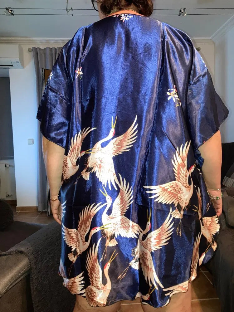 Satin Nightgown Plus Size Red Kaftan Sleepwear