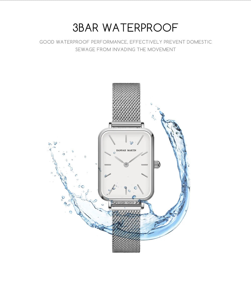 Ladies Quartz Watch Rectangle Stainless Steel Mesh Watch