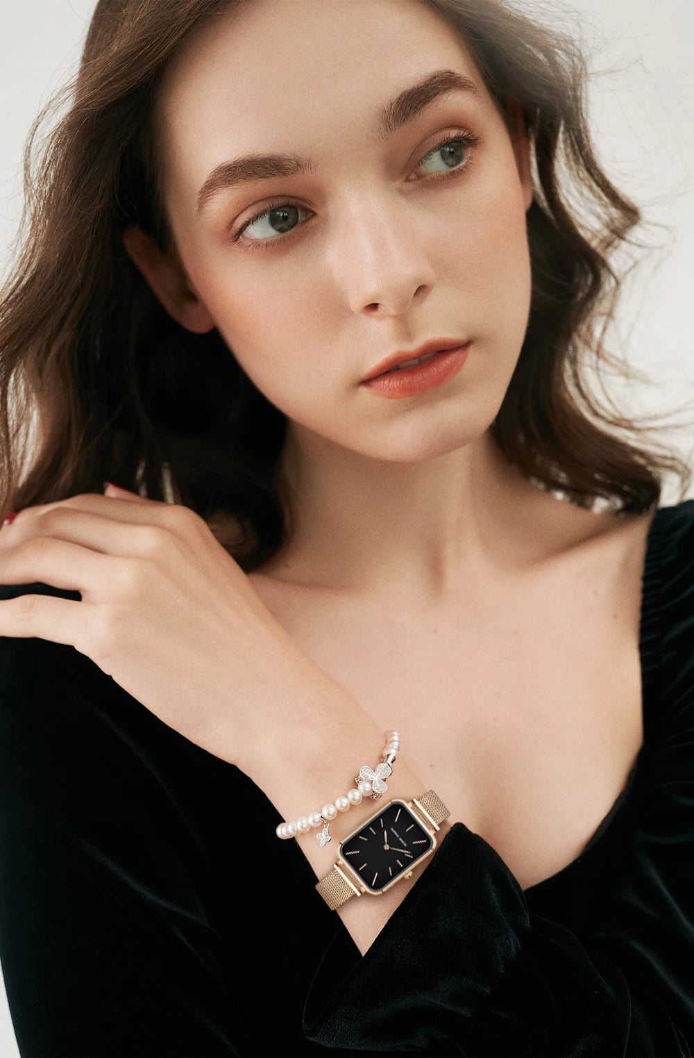 Ladies Quartz Watch Rectangle Stainless Steel Mesh Watch