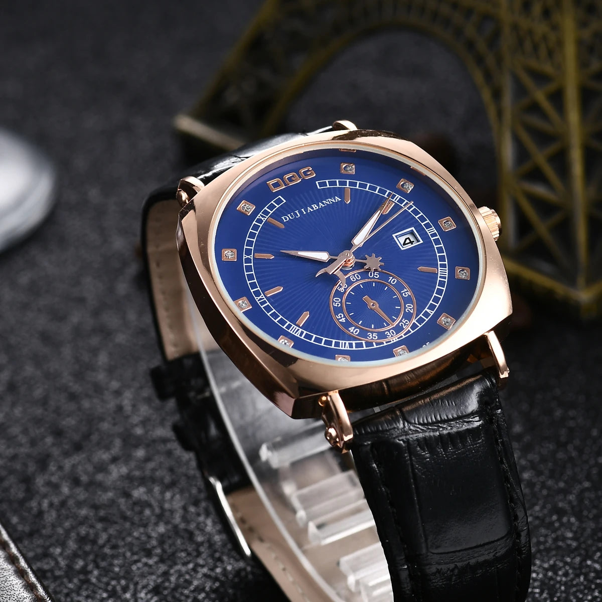 Luxury Quartz Watch Stainless Steel Blue Balloon Date Watch