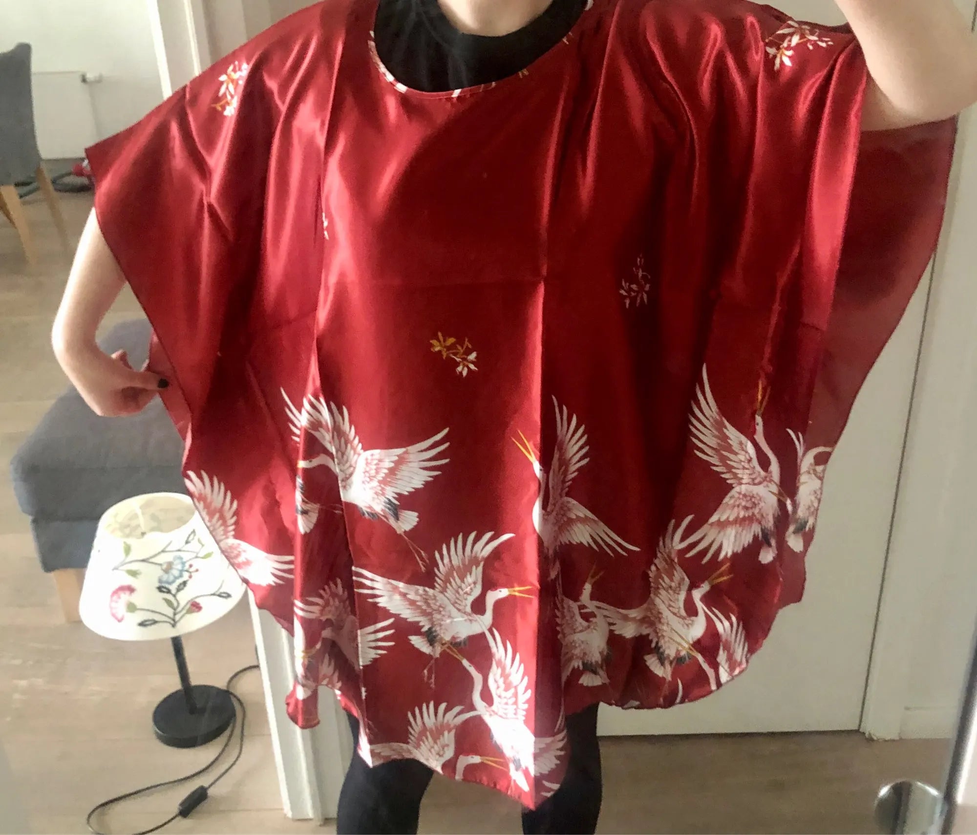 Satin Nightgown Plus Size Red Kaftan Sleepwear