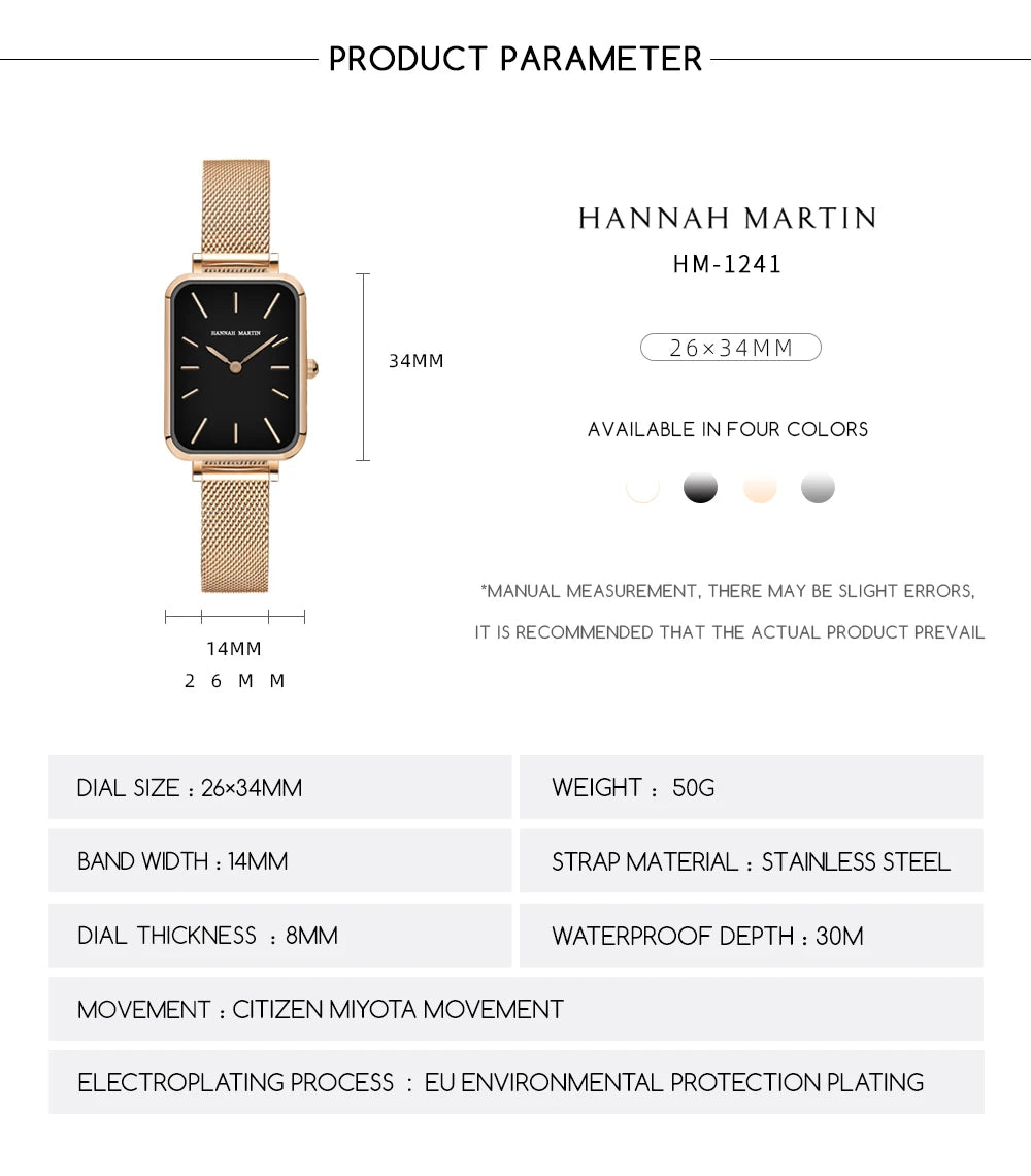 Ladies Quartz Watch Rectangle Stainless Steel Mesh Watch