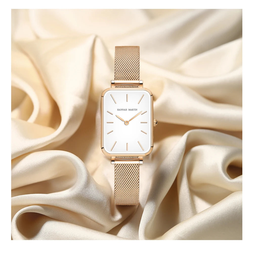 Ladies Quartz Watch Rectangle Stainless Steel Mesh Watch