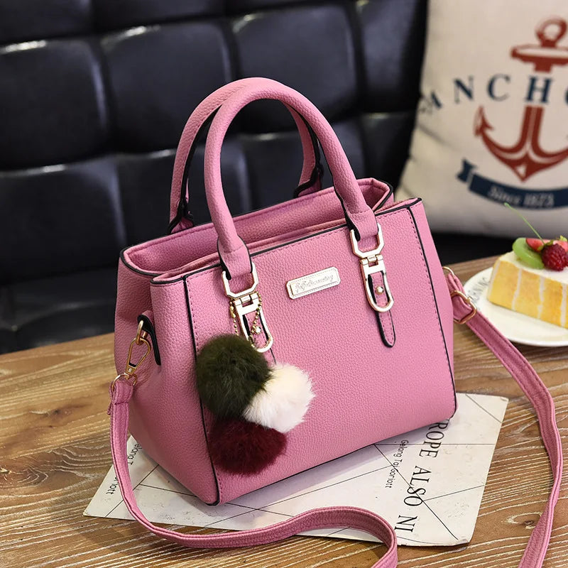 Women Shoulder Bag with Beading Pendant and Embossed Design