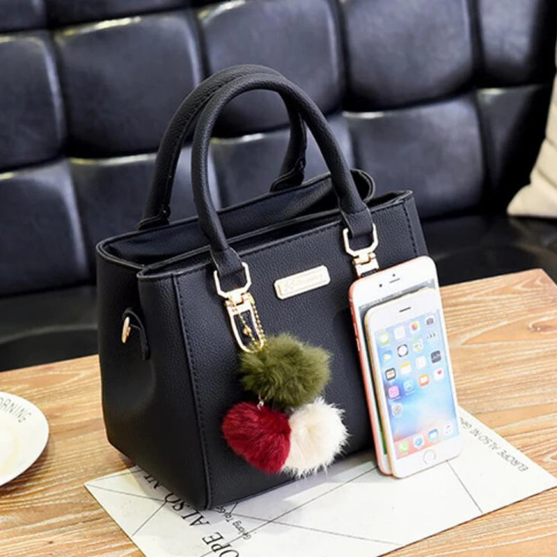 Women Shoulder Bag with Beading Pendant and Embossed Design