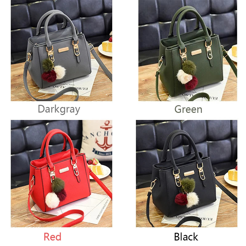 Women Shoulder Bag with Beading Pendant and Embossed Design