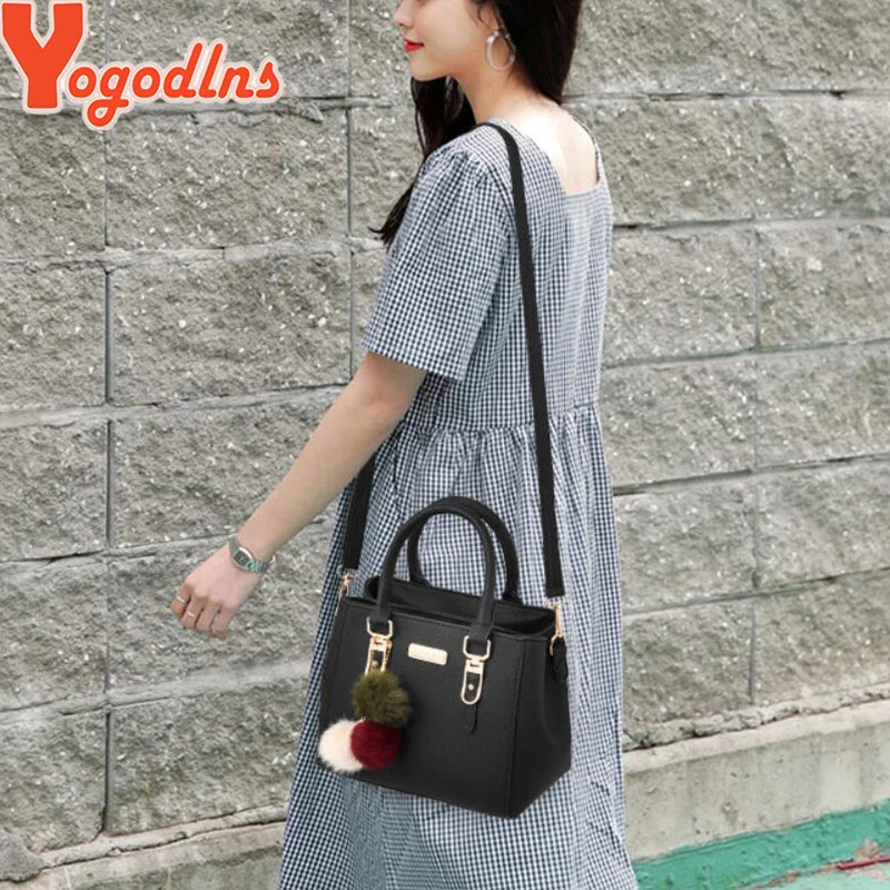 Women Shoulder Bag with Beading Pendant and Embossed Design