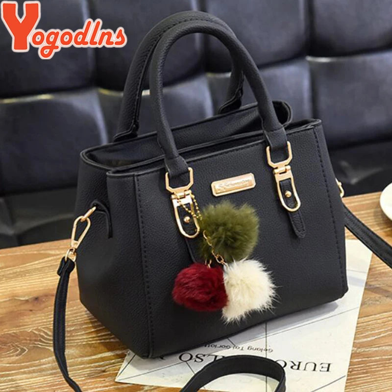 Women Shoulder Bag with Beading Pendant and Embossed Design