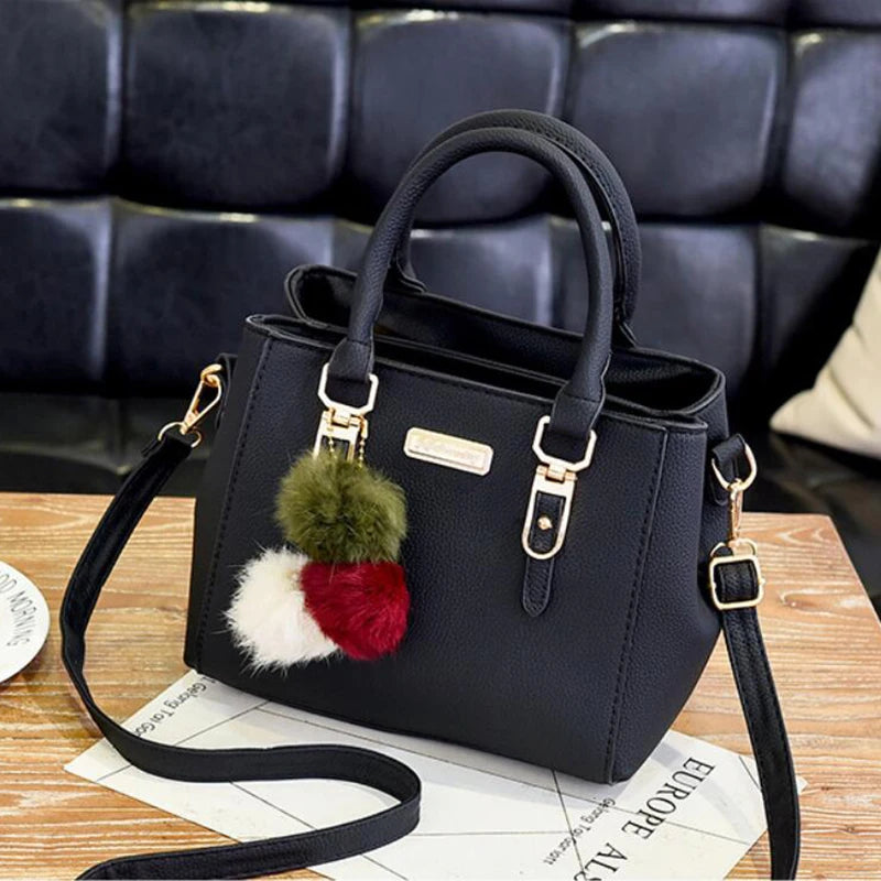 Women Shoulder Bag with Beading Pendant and Embossed Design