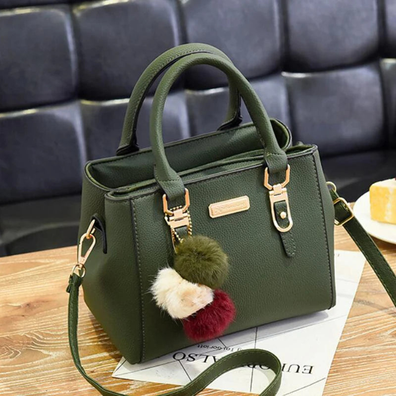 Women Shoulder Bag with Beading Pendant and Embossed Design