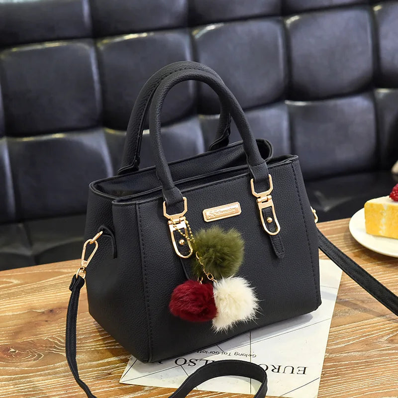 Women Shoulder Bag with Beading Pendant and Embossed Design