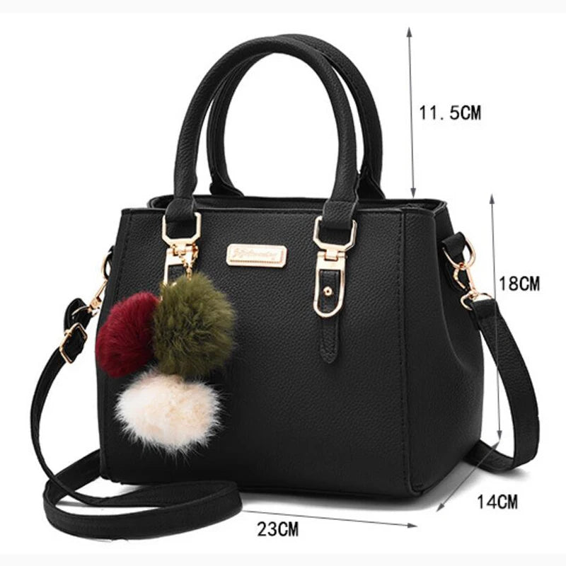 Women Shoulder Bag with Beading Pendant and Embossed Design