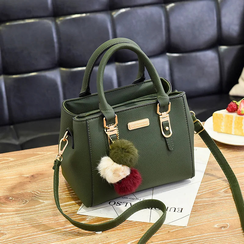 Women Shoulder Bag with Beading Pendant and Embossed Design
