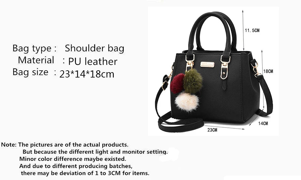Women Shoulder Bag with Beading Pendant and Embossed Design