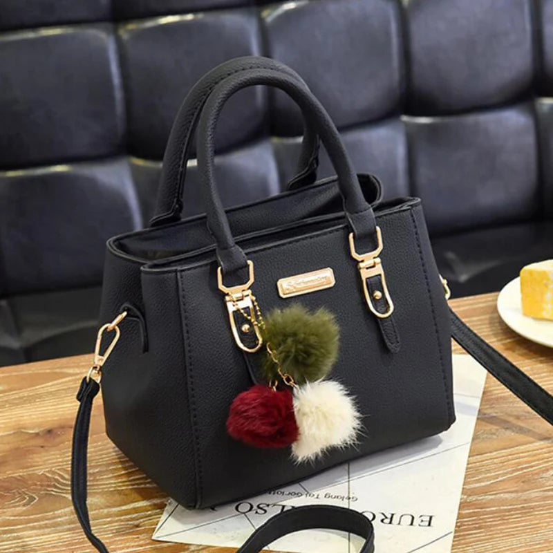 Women Shoulder Bag with Beading Pendant and Embossed Design