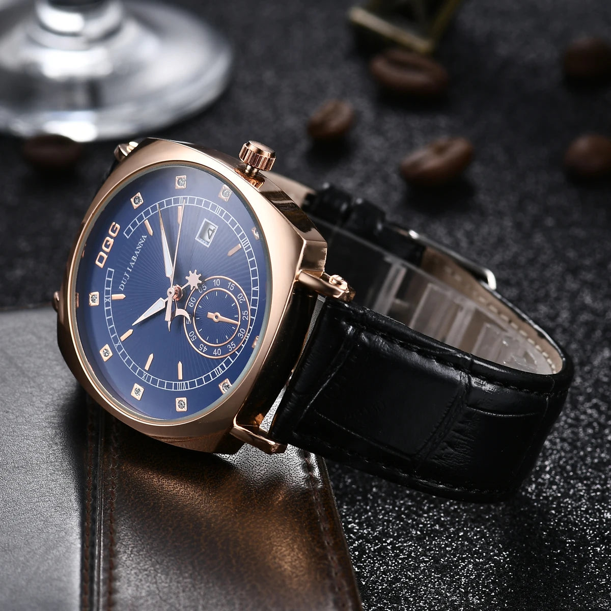 Luxury Quartz Watch Stainless Steel Blue Balloon Date Watch