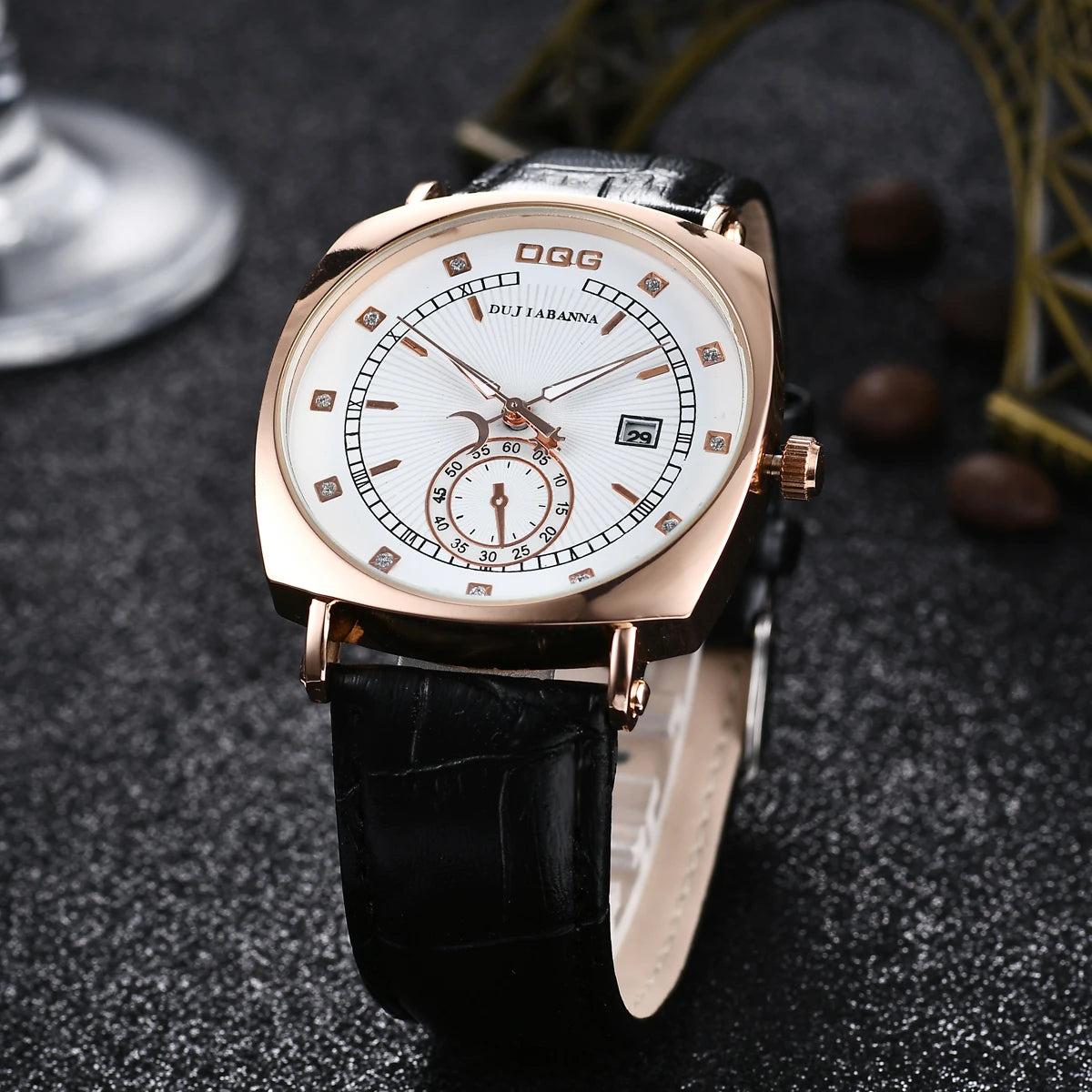 Luxury Quartz Watch Stainless Steel Blue Balloon Date Watch