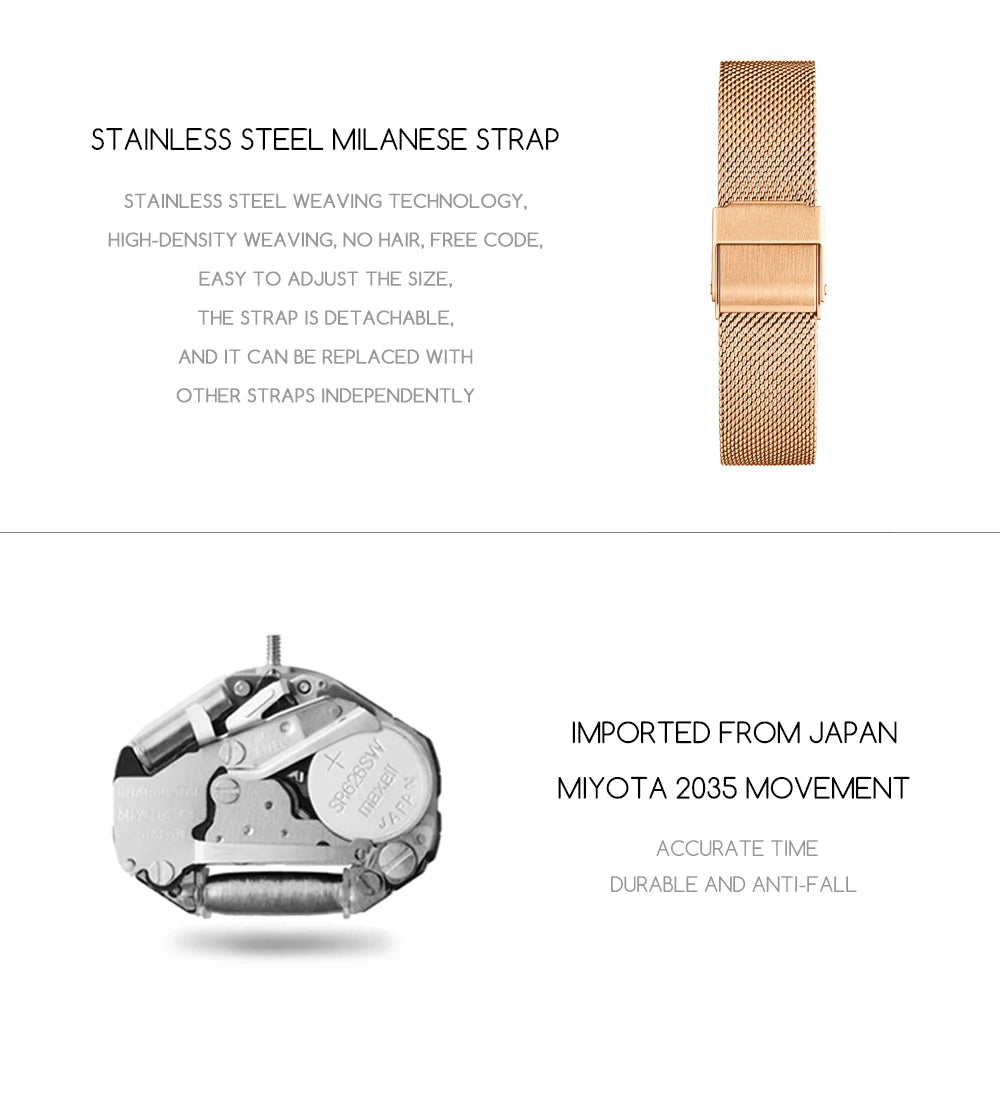 Ladies Quartz Watch Rectangle Stainless Steel Mesh Watch