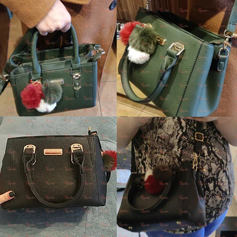 Women Shoulder Bag with Beading Pendant and Embossed Design