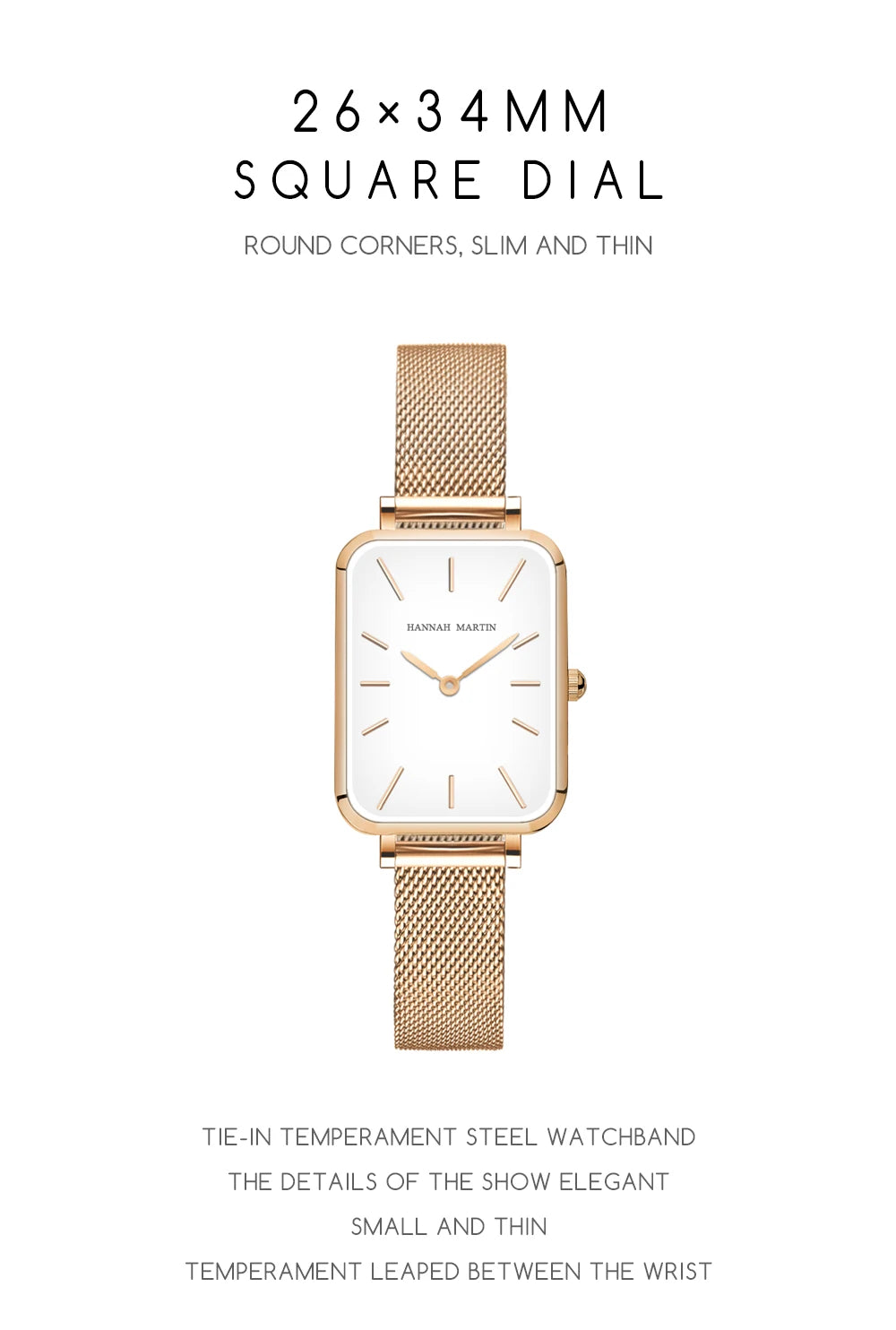 Ladies Quartz Watch Rectangle Stainless Steel Mesh Watch