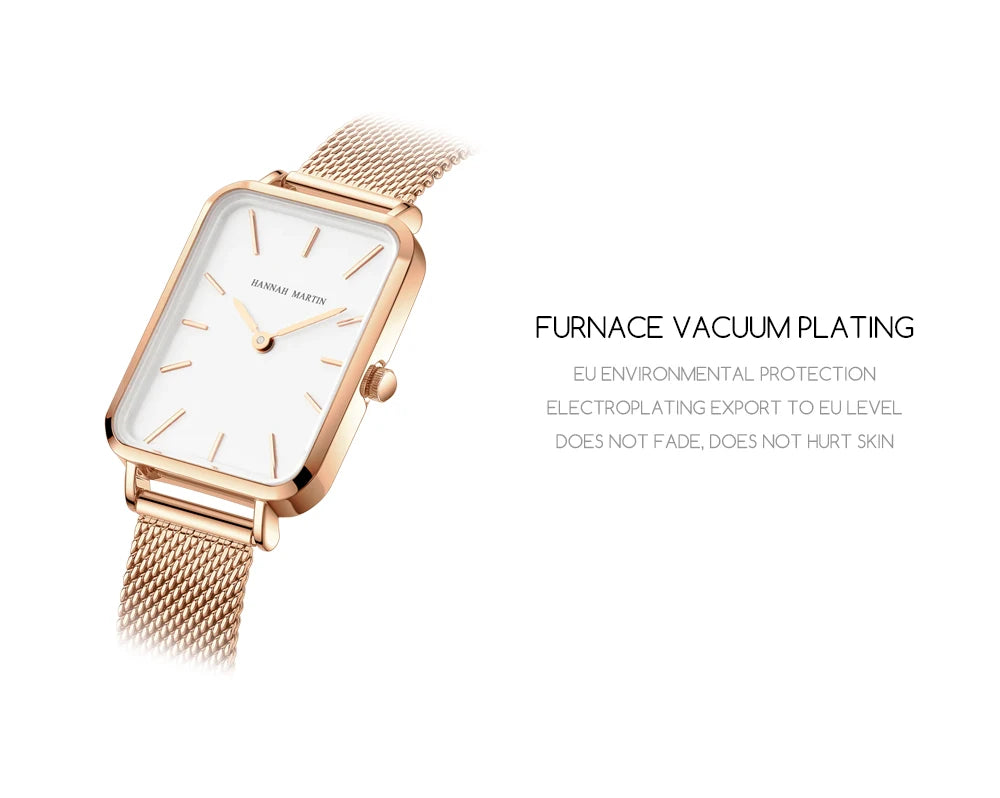 Ladies Quartz Watch Rectangle Stainless Steel Mesh Watch