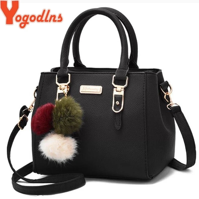 Women Shoulder Bag with Beading Pendant and Embossed Design