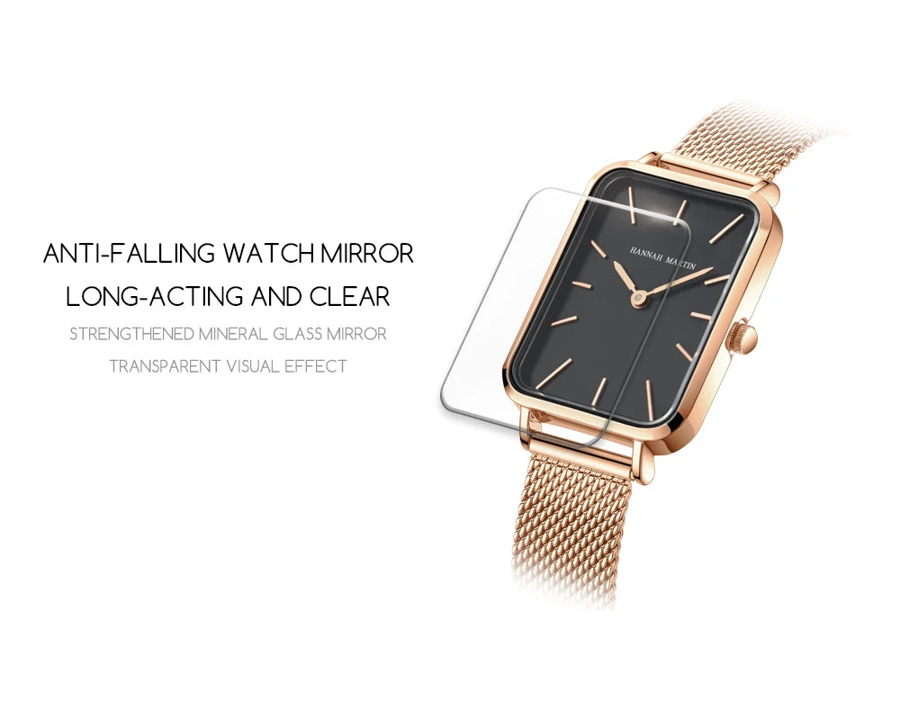 Ladies Quartz Watch Rectangle Stainless Steel Mesh Watch
