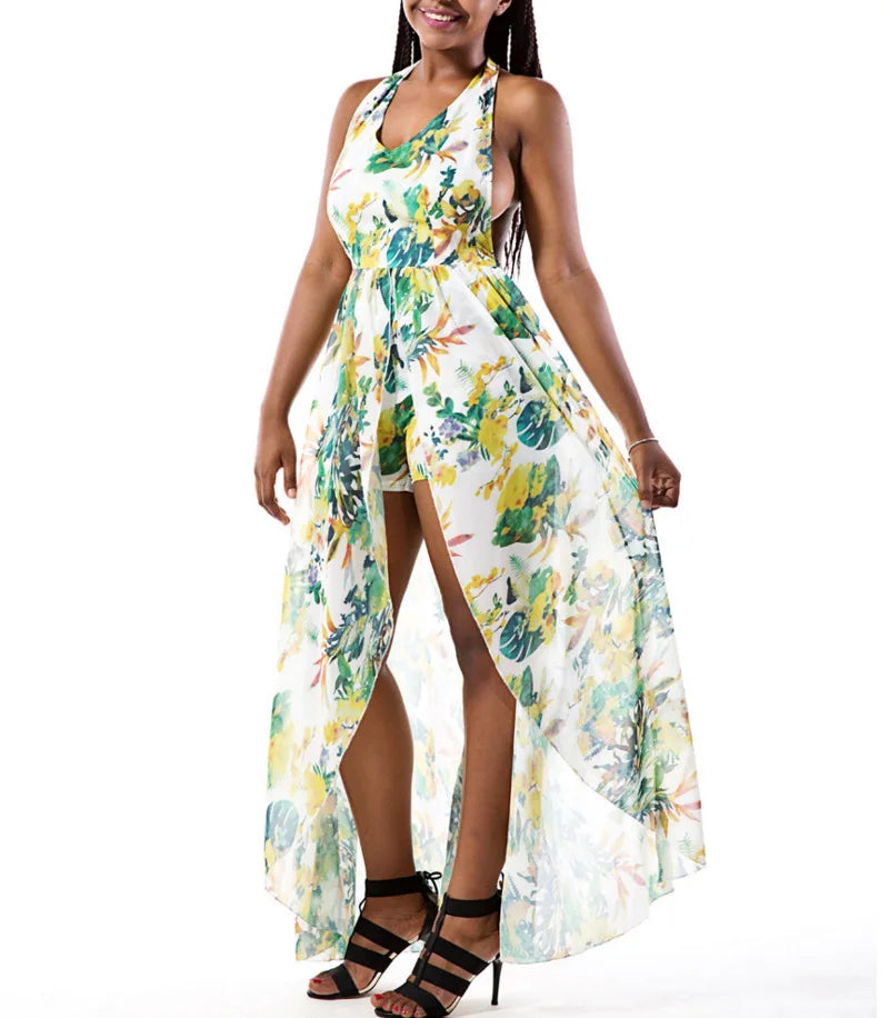 Floral Maxi Dress Sleeveless Bohemian Summer Beach Dress