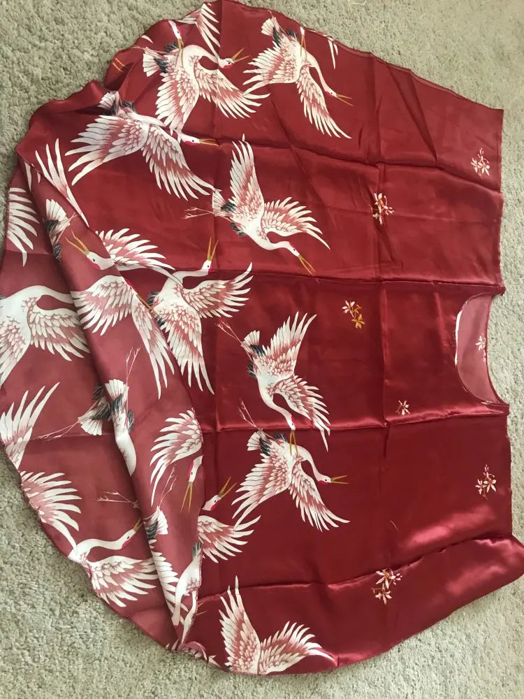Satin Nightgown Plus Size Red Kaftan Sleepwear