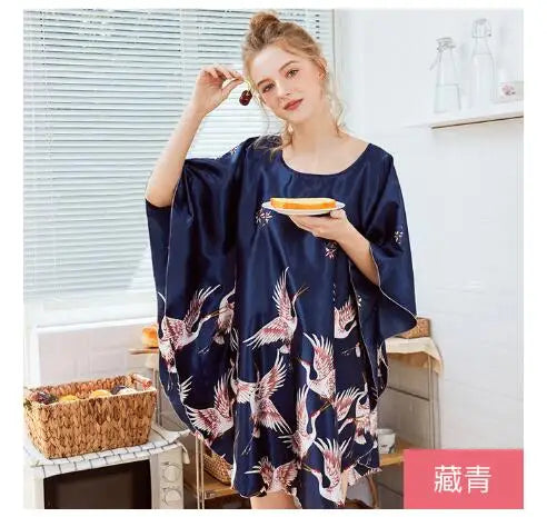 Satin Nightgown Plus Size Red Kaftan Sleepwear