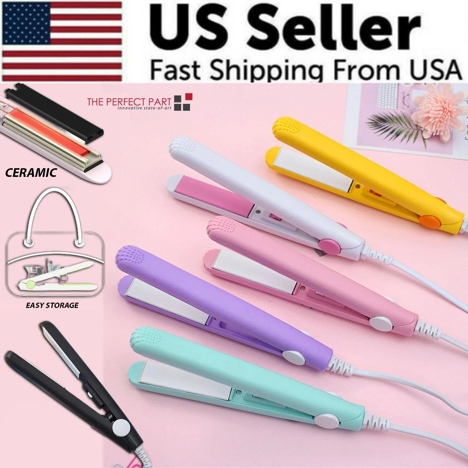 Portable Hair Iron Mini Hair Straightener and Curler