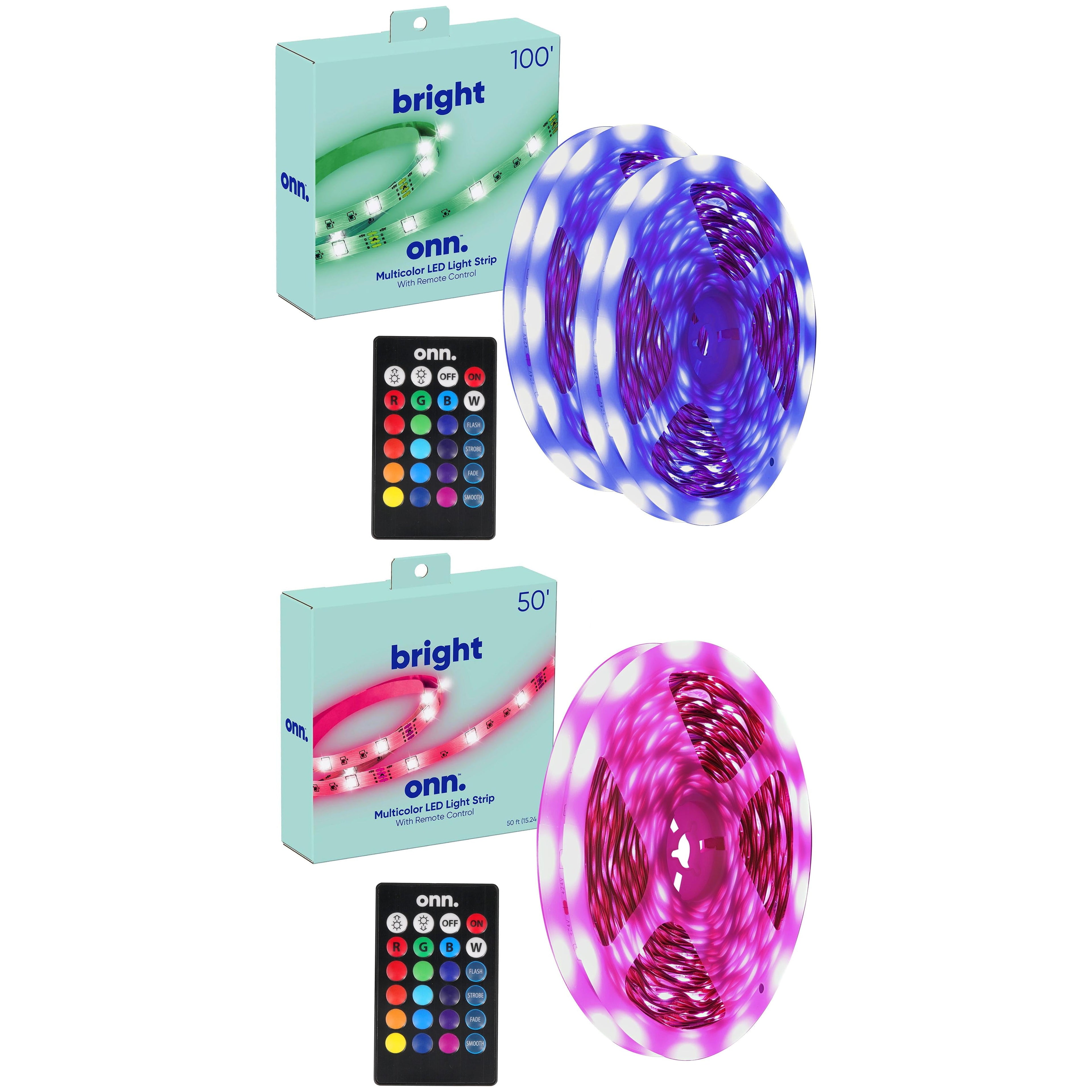 Multicolor LED Light Strip with Remote Control, 10'