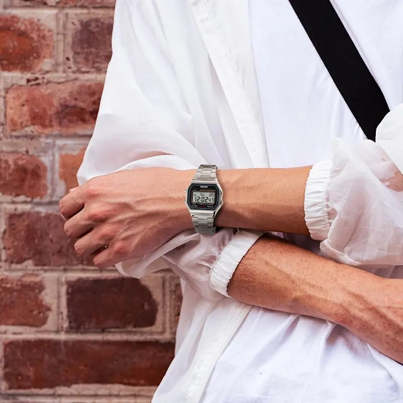 Sport Digital Wristwatch for Men Stainless Steel Waterproof Watch