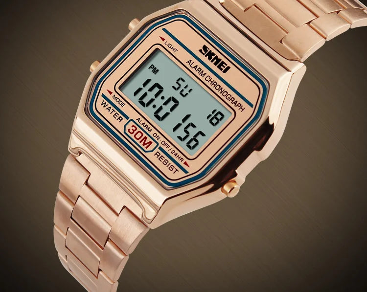 Sport Digital Wristwatch for Men Stainless Steel Waterproof Watch