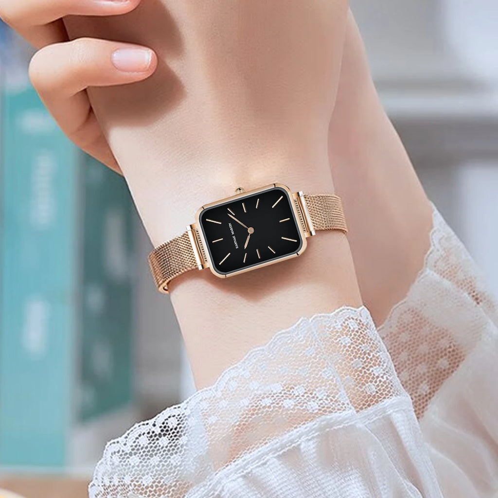 Ladies Quartz Watch Rectangle Stainless Steel Mesh Watch