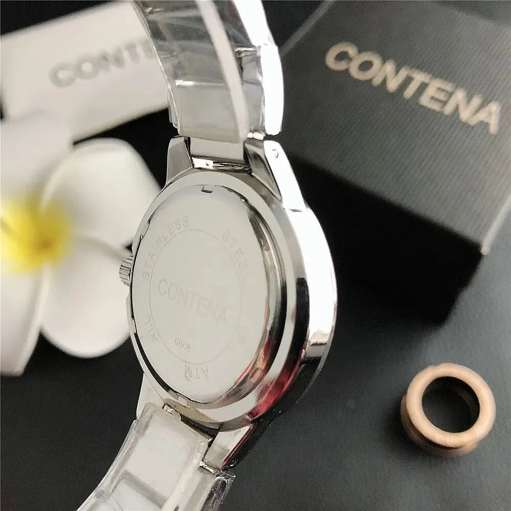 Luxury Quartz Watch Stainless Steel Blue Balloon Date Watch